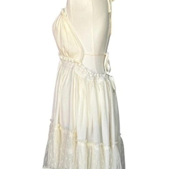Moonsea Dress Small Women Off White Cream Ruffled Halter Neck Back Gauze  Mini - Picture 7 of 8